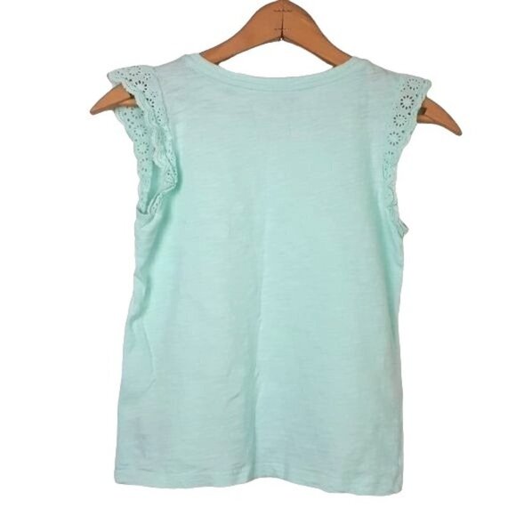 Gap Green (Soft Jade) Eyelet Lace Cap Sleeve Top Girls Size Large - Picture 8 of 9